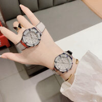 Đồng Hồ Nữ Dimini Đá Ống Xám Dây Silicon Bọc Da Nhung Cao Cấp