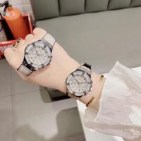 Đồng Hồ Nữ Dimini Dây Silicon Phủ Da Viền Đá Lấp Lánh Size 30mm Đồng Hồ Màu Xám Đeo Tay Watch Women