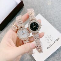 Đồng hồ nữ đính đá, đồng hồ đeo tay nữ DIOR mặt tròn, dây kim loại sáng lấp lánh, thời trang cao cấp giá rẻ