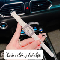 Đồng hồ nữ đính đá trẻ trung, dây da bóng đeo cực sang tay watch đeo tay women chống nước 3ATM A1