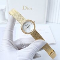 Đồng Hồ Nữ Dior Mặt Tròn Khảm Trai Viền Đá Swarovski May Quarzt (Pin) Sang Trọng