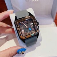 (Đồng hồ nữ)  Đồng hồ guou nữ mặt vuông dây silicon, bảo hành 12 tháng, tặng box