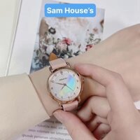 Đồng hồ nữ Doukou dây da mặt tròn Vintage ánh kim