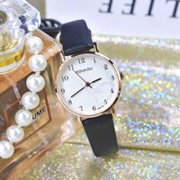 Đồng hồ nữ DOUKOU DK3367 dây da mặt tròn size 32mm viền trơn thanh lịch ;