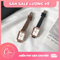 Đồng hồ nữ Doukou mặt chữ nhật dây da cao cấp size 2x3cm