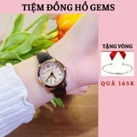Đồng Hồ Nữ Doukou Mặt Kính Voát Kim Cương Dây Da -  Đồng Hồ Chính Hãng Mặt Nhỏ Số La Mã Size 24