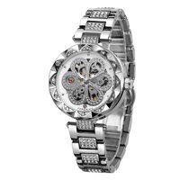 Đồng hồ nữ FORSINING cơ tự động với dây đeo bằng thép không gỉ -Màu Bạc trắng