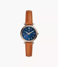Đồng hồ Nữ Fossil Carlie Mini Dây Da Mặt Xanh dương 28mm ES4701