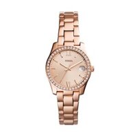 Đồng hồ Nữ Fossil Scarlette Mini Dây Thép không gỉ Mặt Vàng hồng 32mm ES4318