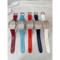 Đồng hồ nữ franck đá ống full dây da cao su , size 32mm