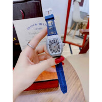Đồng hồ Nữ Franck Muller mặt đá vành đá sao cao cấp chạy pin máy Nhật size 32mm dây cao su dây xanh