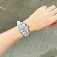 Đồng hồ nữ Franck V32 Viền Đá Swarovski Lấp Lánh - Bản cao cấp - Màu trắng nâng tone siêu tôn da
