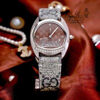 Đồng Hồ Nữ Gucci Dây Da Họa Tiết Logo GC Mặt Oval Cao Cấp Size 34mm Quartz