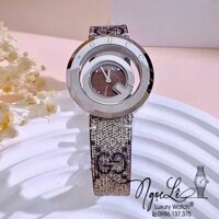 Đồng Hồ Nữ Gucci Dây Da Họa Tiết Logo GC Cao Cấp Size 38mm Quartz Mặt Nâu