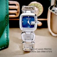 Đồng Hồ Nữ Gucci G-Gucci Dây Lắc Tay Màu Bạc Mặt Xanh Dương Đậm Size 32mm