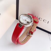 (ĐỒNG HỒ NỮ) Gucci Quartz YA134508 Guccissima Mother of Pearl Dial Red Leather Ladies Watch 28mm