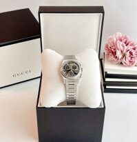 (ĐỒNG HỒ NỮ) Gucci Quartz YA115411 Chronograph Pantheon Mother of Pearl Dial Black Diamond