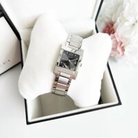 (ĐỒNG HỒ NỮ) GUCCI Watch Analog Quartz 7700L Square Silver Stainless Steel Dial Black Logo Da