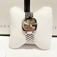 (ĐỒNG HỒ NỮ) GUCCI YA125410 G-Gucci Quartz Brown Dial Silver Tone 30x32mm (~30mm tròn)