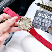 Đồng hồ nữ Guess GW0034L6 Red Silicone Watch 36mm, Dây cao su, Authentic, fullbox, Luxury diamond watch