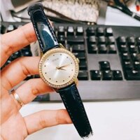 Đồng Hồ Nữ Guess W0648L9 Mặt vàng gold mix dây xanh tím than (Size 30mm)