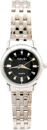 Đồng Hồ Nữ Halei HL502 Tặng pin Nhật sẵn trong đồng hồ Móc Khóa gỗ Đồng hồ 888 y hình Hộp Chính Hãng - Dây Trắng - Mặt Đen