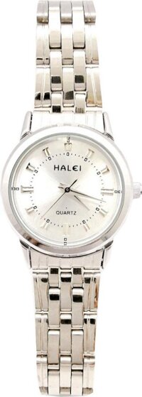 Đồng Hồ Nữ Halei HL502 Tặng pin Nhật sẵn trong đồng hồ Móc Khóa gỗ Đồng hồ 888 y hình Hộp Chính Hãng - Dây Trắng - Mặt trắng