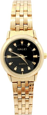 Đồng Hồ Nữ Halei HL502 Tặng pin Nhật sẵn trong đồng hồ  Móc Khóa gỗ Đồng hồ 888 y hình  Hộp Chính Hãng - Dây Vàng - Mặt Đen