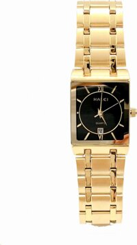 Đồng Hồ Nữ Halei HL564 Dây vàng mặt vuông Tặng pin Nhật sẵn trong đồng hồ  Móc Khóa gỗ Đồng hồ 888 y hình  Hộp Chính Hãng  Thẻ Bảo Hành