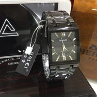 Đồng Hồ Nữ Halei Mặt Vuông - Dây Đen Mặt Đen