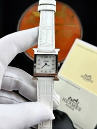 Đồng hồ nữ Hermes mặt vuông dây da giá rẻ Like Auth 1:1 22mm