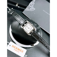Đồng hồ nữ Herm.es mặt vuông dây da đen