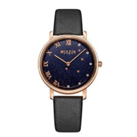 Đồng Hồ Nữ JS-037C1 Julius Hàn Quốc Kính Sapphire Dây Da (Đen)