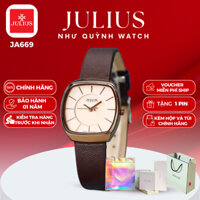 Đồng hồ nữ Julius Hàn Quốc Ja-669 size mặt 2,6x2,9cm dây da (Nâu)