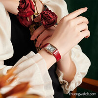 Đồng hồ nữ Julius JA 1333B dây da mặt chữ nhật đỏ quyến rũ ĐHĐ41101