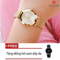 Đồng hồ nữ JULIUS Ja-732 vàng tặng 01 đồng hồ nam dây da