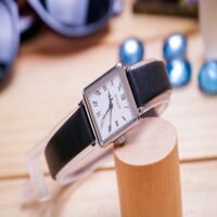 Đồng Hồ Nữ Julius Star Hàn Quốc JS-031 Mặt Kính Sapphire Dây Da - Đen