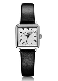 Đồng Hồ Nữ Julius Star Hàn Quốc JS-031 Mặt Kính Sapphire Dây Da - Đen