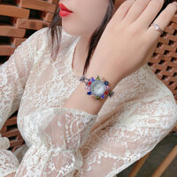 Đồng Hồ Nữ Julius Star Hàn Quốc JS021 Mặt Hoa ĐÍnh Đá Swarovski - Dây Kim Loại Dạng Lắc Tay Dịu Dàng Thanh Lịch - Bạc