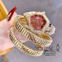 Đồng Hồ Nữ Just Cavalli Rắn Quấn Vòng Màu Vàng Gold Mặt Đỏ Lì Size 23mm