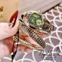 Đồng Hồ Nữ Just Cavalli Rắn Quấn Vòng Màu Vàng Gold Mặt Xanh Lá Size 23mm
