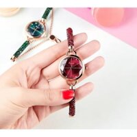 Đồng hồ nữ Kimio 6328 dây đính đá siêu xịn - Đỏ