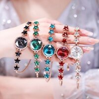 Đồng Hồ Nữ KIMIO 6352 dây rút, dây đính đá ngôi sao may mắn, đồng hồ nữ mặt tròn nữ tính