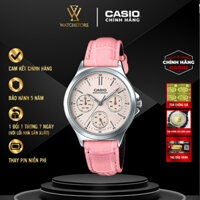 Đồng Hồ Nữ LTP-V300L-4AUDF Dạ Quang 6 Kim Màu Ánh Hồng Mặt Kính Khoáng 33.2mm Chống Nước Dây Da Chính Hãng Casio