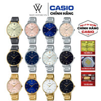 Đồng Hồ Nữ LTP-VT01 Quartz Mặt Kính Khoáng Tròn 34mm Chống Nước Dây và Vỏ Thép Không Gỉ Cao Cấp Chính Hãng CASIO