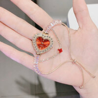 Đồng Hồ Nữ Mặt con tim Dây Đá Ống Ruby thời thượng Phối Nhánh Cách Tân, bảo hành 12 tháng