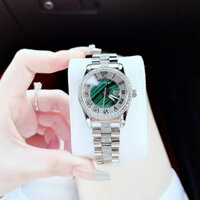 Đồng hồ nữ mặt tròn đá sang trọng, có lịch ngày, dây thép không gỉ A25