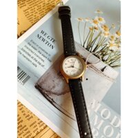 Đồng hồ nữ  mặt tròn dây da kiểu dáng Vintage Citizen Freeway si Nhật