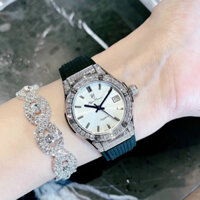 Đồng Hồ Nữ Mặt Tròn Đính Đá Size 32, Dây Silicon Khoá Thông Minh, Có Lịch Ngày Chống Nước 3Atm A30