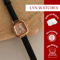 Đồng hồ nữ mặt vuông nhỏ cổ điển Lyn Watches dây da bóng vintage giá rẻ